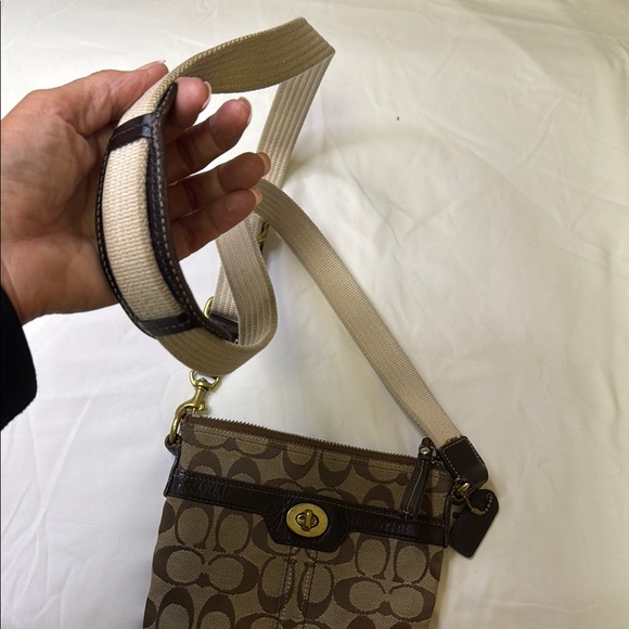 Coach Signature Turnlock Swingpack‎ Crossbody | Canvas & Leather Trim - Picture 9 of 14